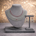 Rani Pink American Diamond Necklace Set with Earrings