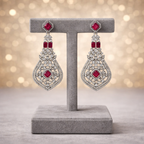 Rani Pink American Diamond Necklace Set with Earrings