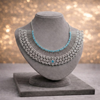 Rani Pink American Diamond Necklace Set with Earrings