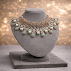 Mint Rose Gold Cocktail Necklace Set with Earrings & Tikka