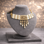 Luxury White & Champagne Gold Bridal Choker Jewellery Set