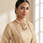 Royal Multicolour Kundan Pearl Necklace Set