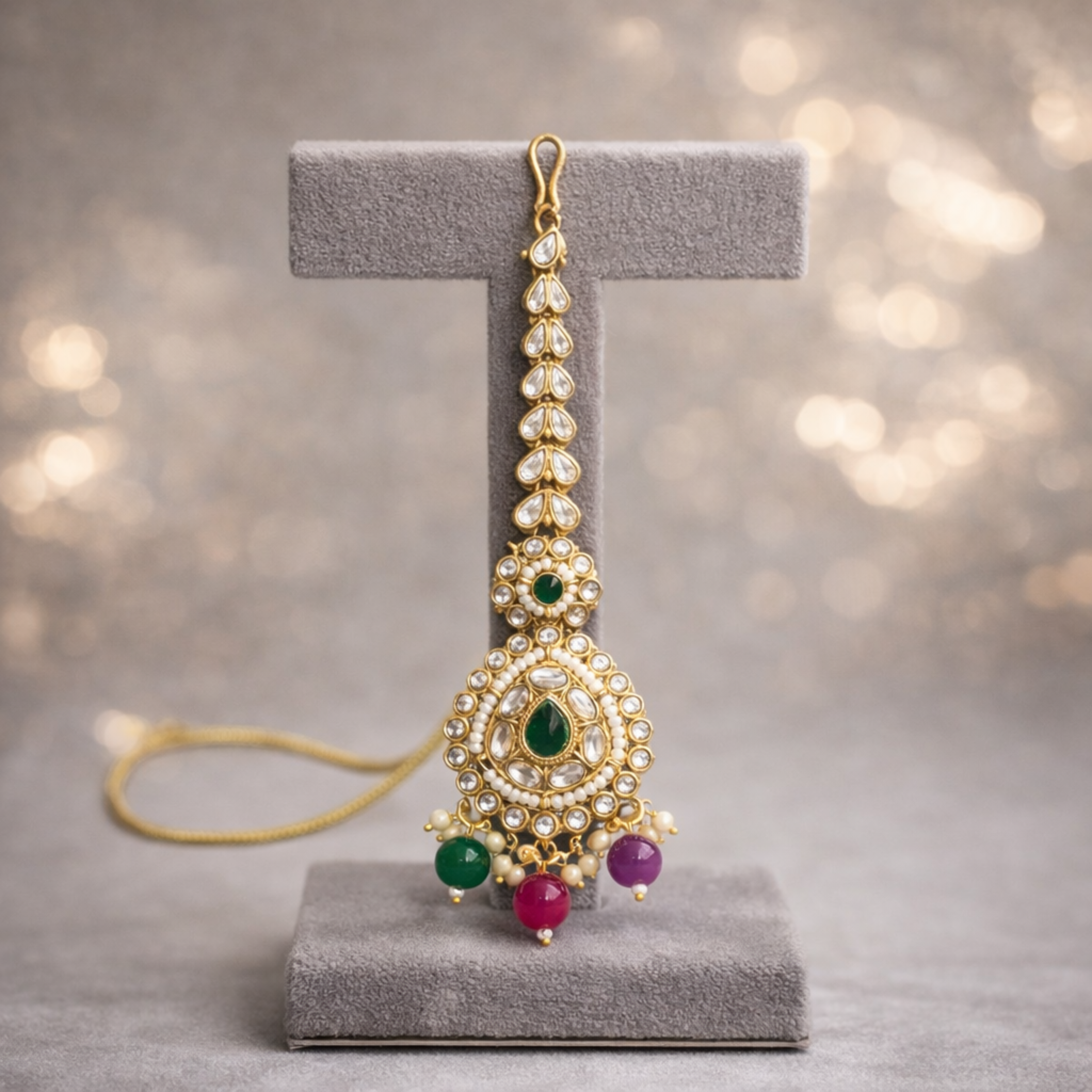 Royal Multicolour Kundan Pearl Necklace Set